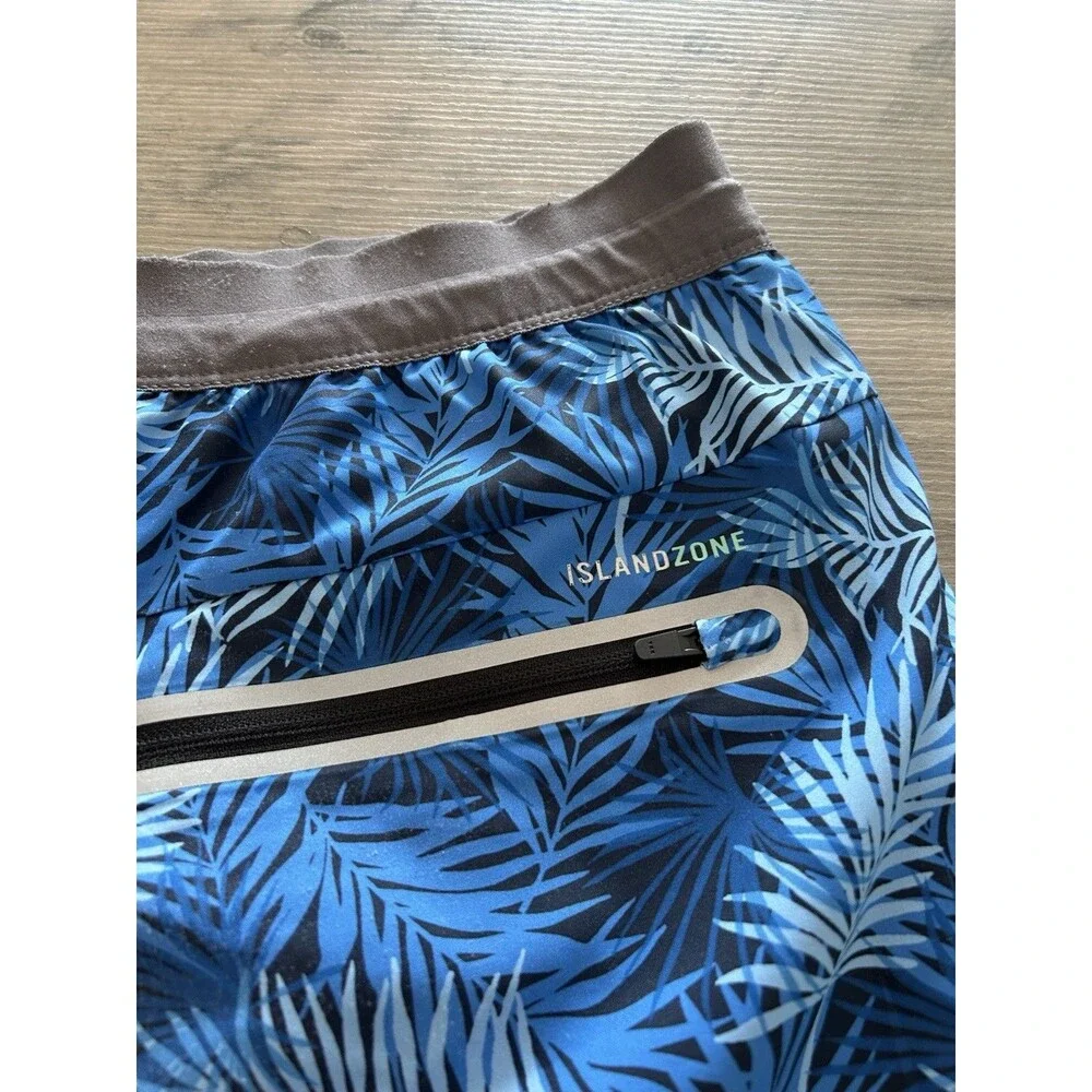 Tommy Bahama Island Zone Swim Shorts Blue Tropical Print Beach Men Size L